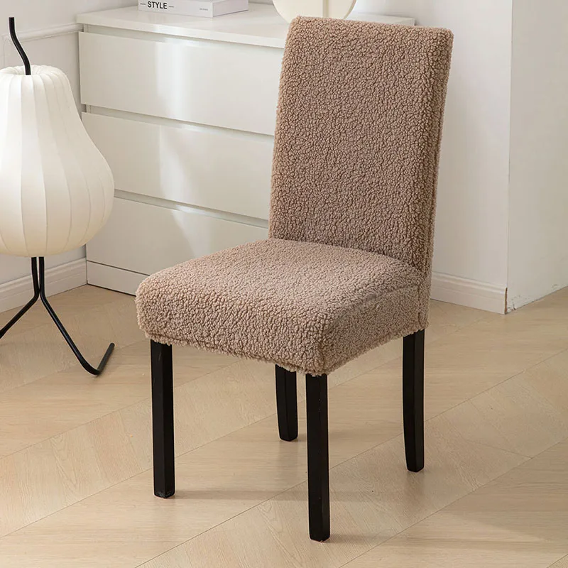 New Teddy Plush Solid Chair Cover Universal Plush Warm Dining Stool Covers Autumn and Winter Soft Elastic Furniture Protector