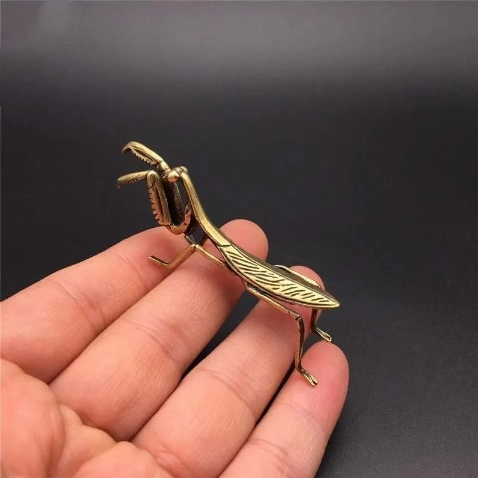 3 piece of creative mantis insect brass ornaments retro cartoon desktop decoration metal crafts copper ornaments