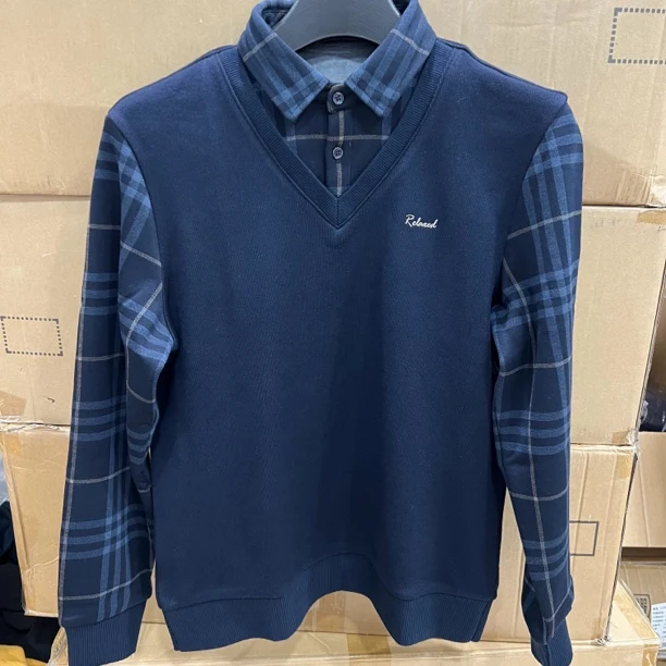 

Men's Fce Lined Thiened V-Ne Knitwear irt Collar Sweater Casual Warm Outerwear Autumn Winter Faion College Sle