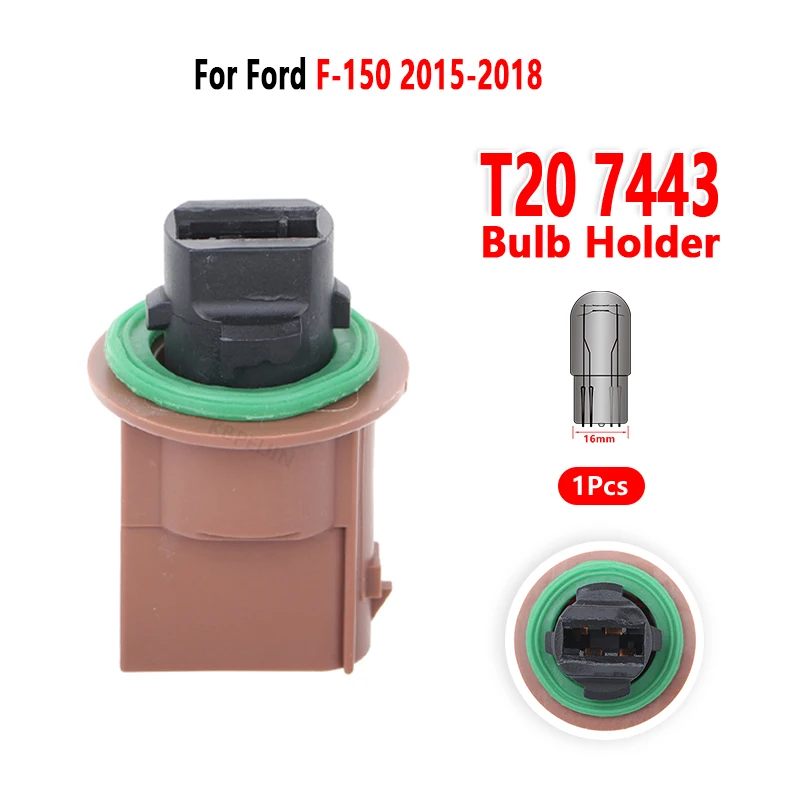 For Ford F-150 F-250 F-350 Headlight Corner Light Socket T20 7443 Bulb Holder Car Lamp Base Accessories 2015 to 2018 1 Pcs