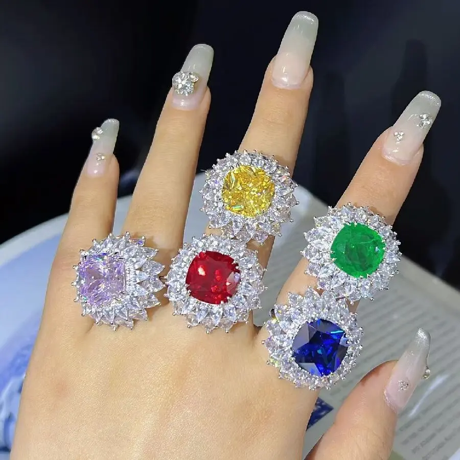 

ARIGAYA 925 Sterling Silver Sapphire Padparadscha Gemstones Diamonds Rings For Women