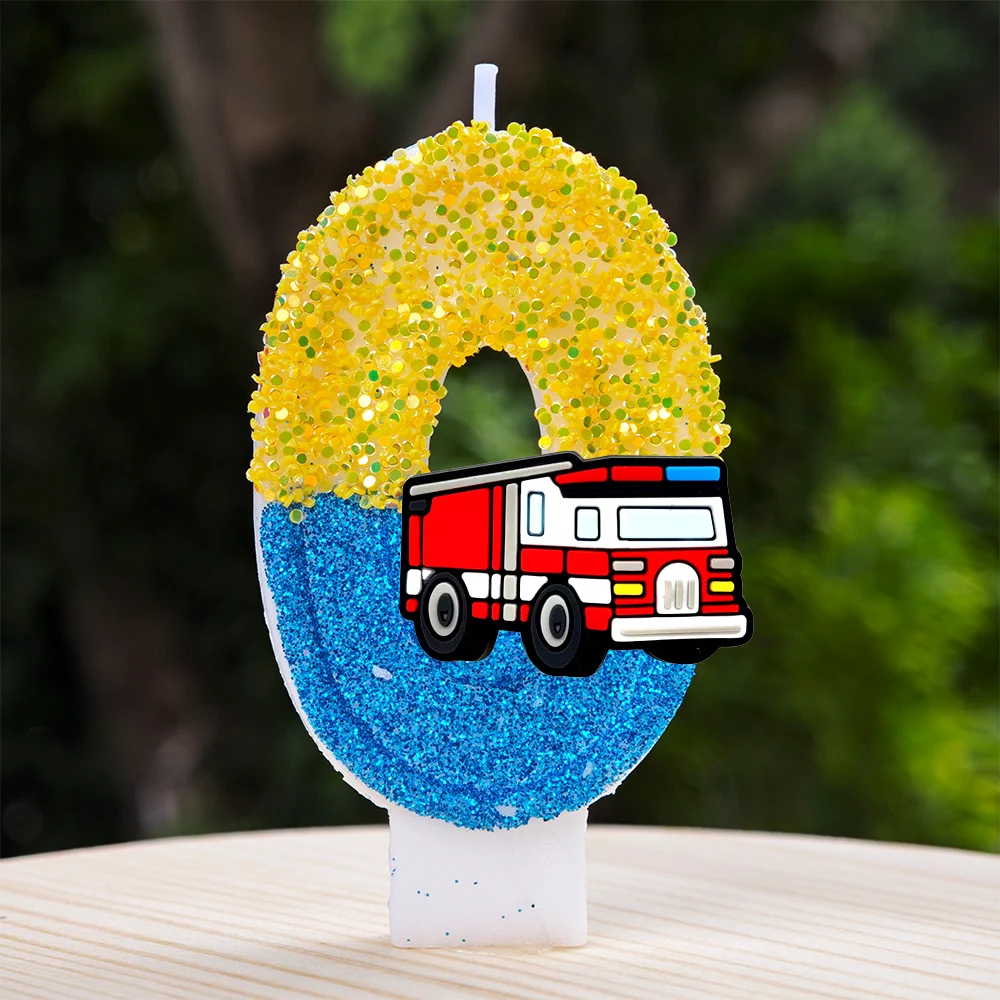 Fire Engine Candle Cute Cartoon Shape Non-toxic Safe Material Cake Decoration for Kids Birthday Party Baby Shower Celebration view 2