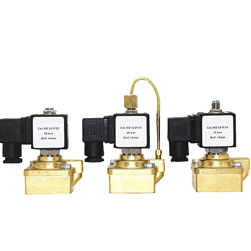 Detalhe 1 de Válvula solenoide MGPC 321F35 322F35 421F35 40Bar 13 bar Bottle Blowing Machine Sub-base Mounting Brass High Pressure Solenoid Valve Água e vapor