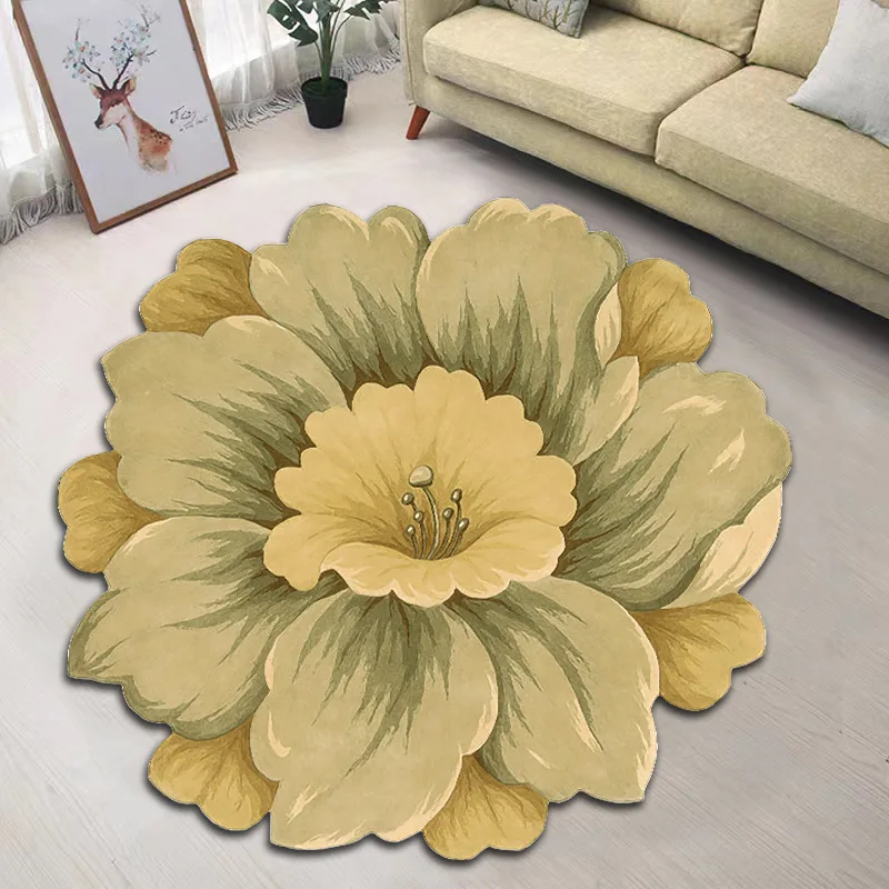 Simple Flower Shape Easy Care Living Room Carpet Large Area Nonslip Dirt Resistant Bedroom Rug Washable Household Absorbent Rugs