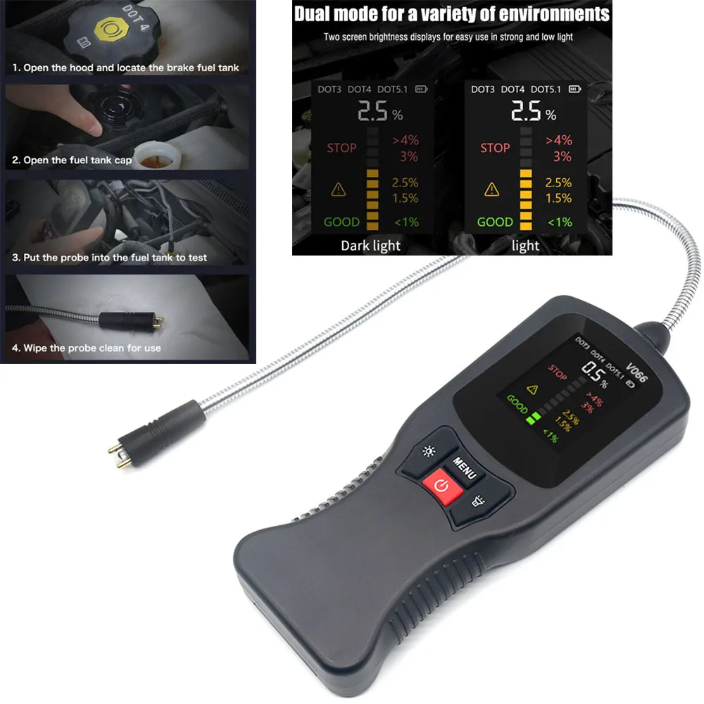 Picture 6: V066 Automotive Brake Fluid Tester High-precision Detector for DOT3/DOT4/DOT5.1 Car Brake Oil Test Tool Brake Oil Moisture Test
