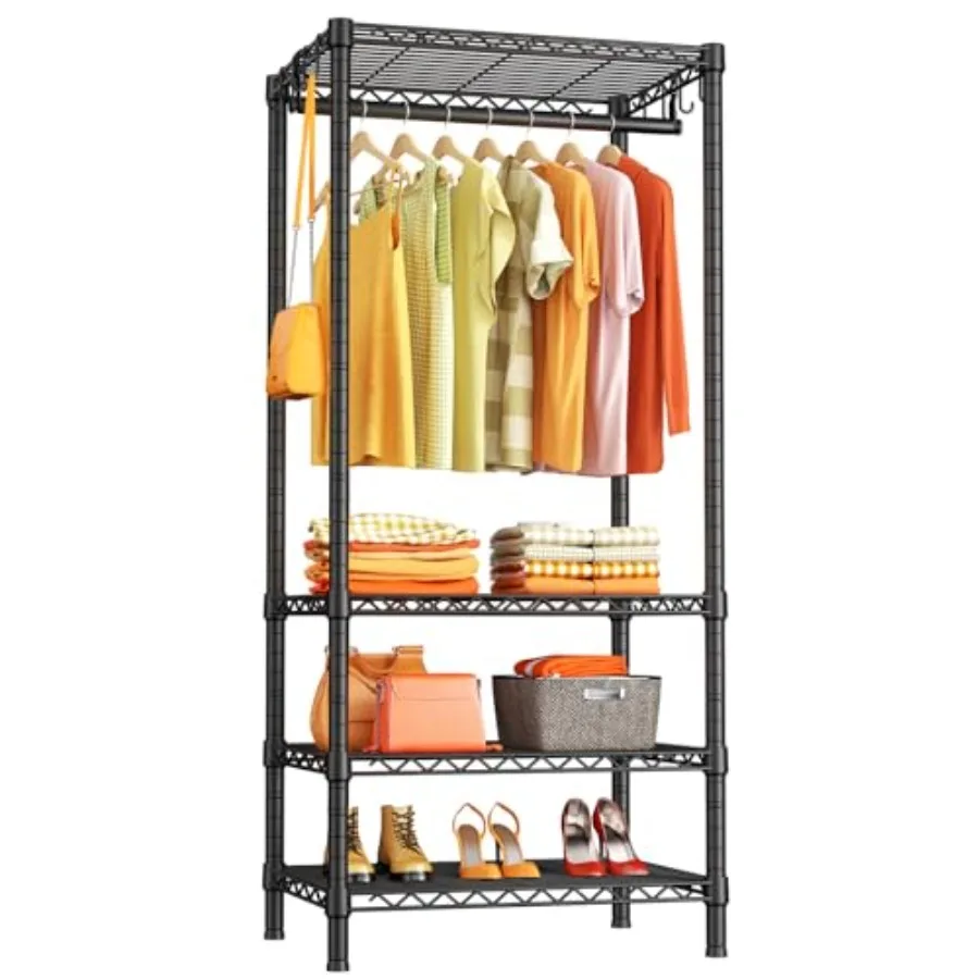 

Ulif H4 Mini Portable Closet 4 Tiers Freestanding Clothing Garment Rack for Small Space Metal Clothes Wardrobe System for Bedro