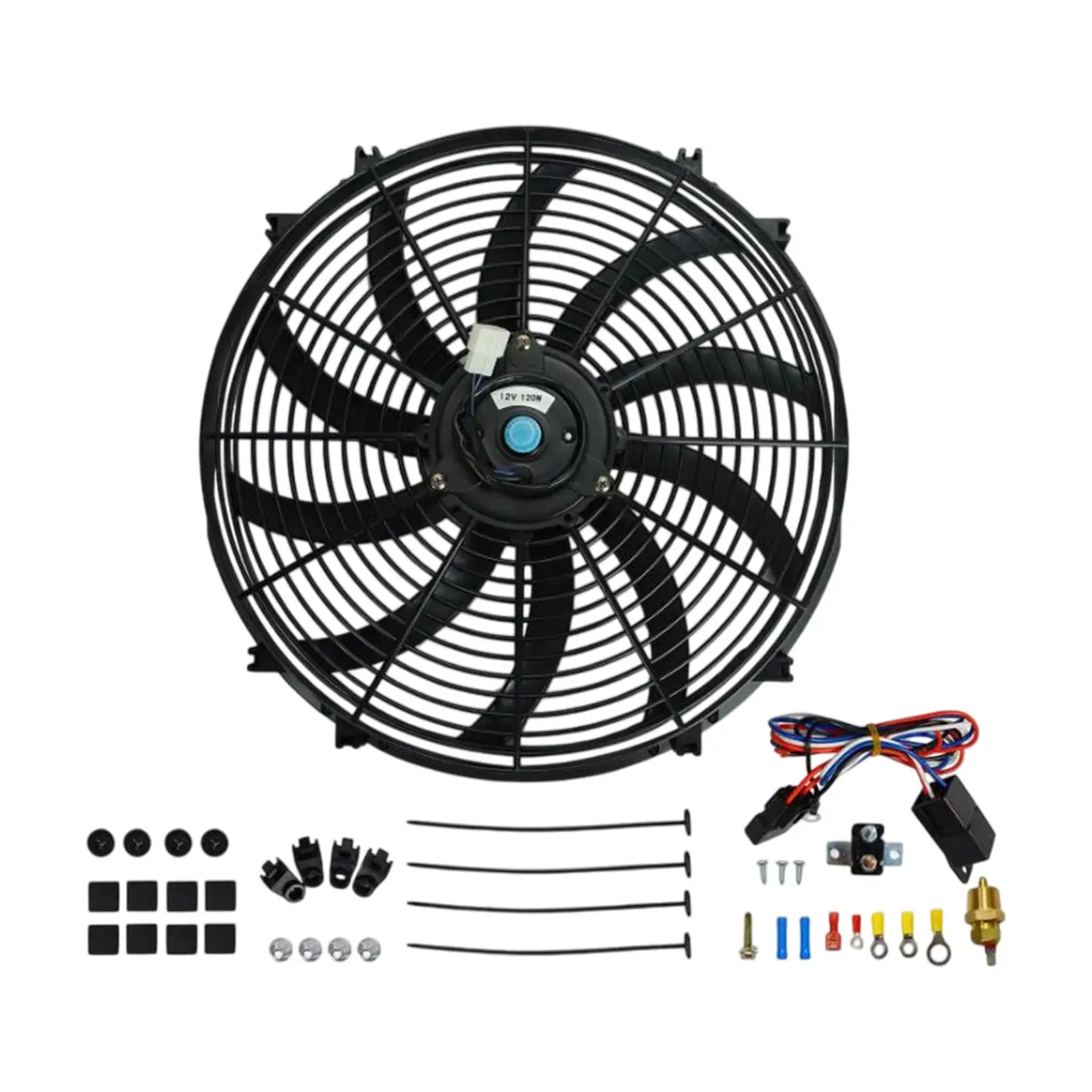 

Universal 12V Electric Radiator Cooling Fan Spare Parts Car Accessories Easy Installation 16 inch Slim Fan Push Pull 10 Blade