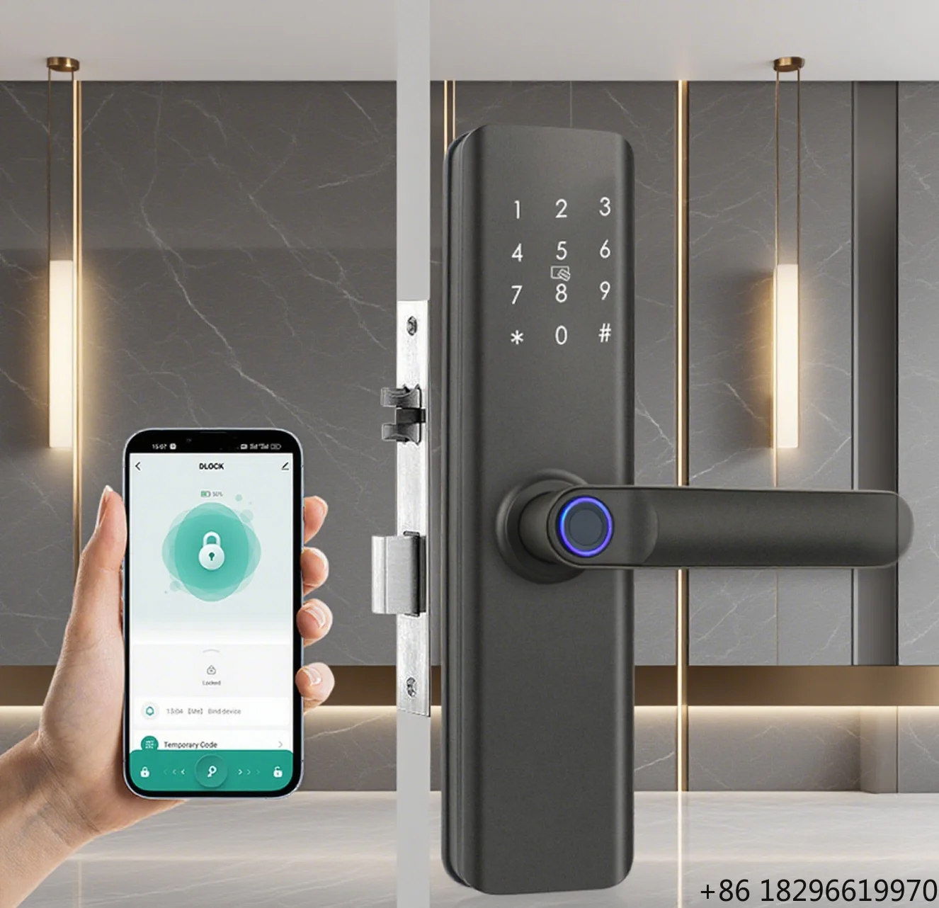 Competitive Price Electric Door Handle Lock with Key WiFi Network Push Pull & Fingerprint Mortise Lock Bedroom Door Handles
