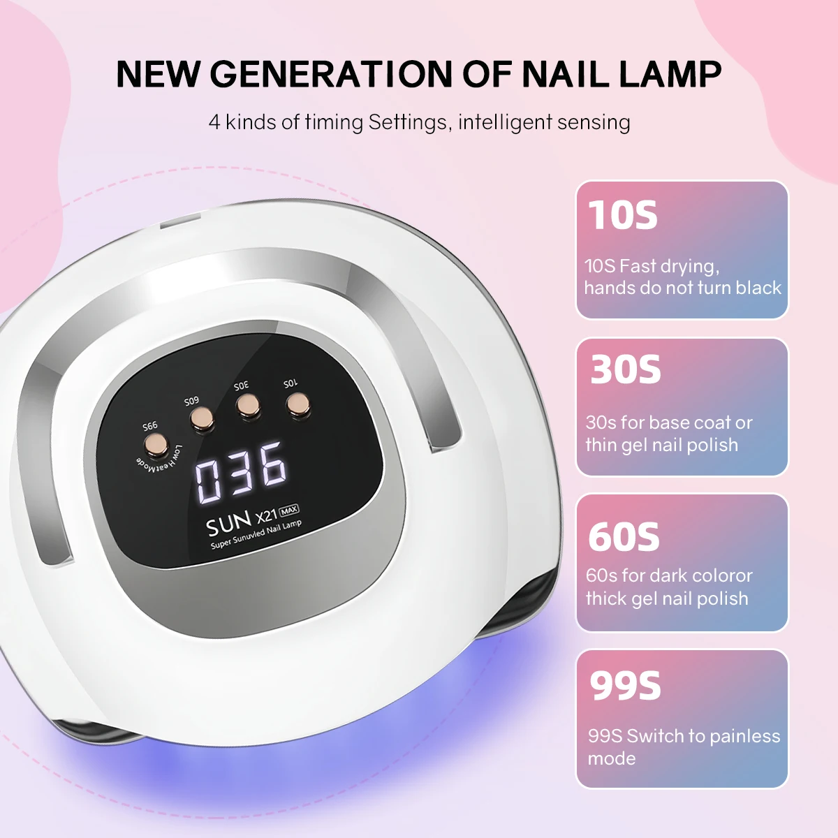 72LEDS Powerful Nail Drying Lamp For For Curing All Gel Nail Polish Professional LED UV Drying Lamp With Auto Sensor Salon Tool