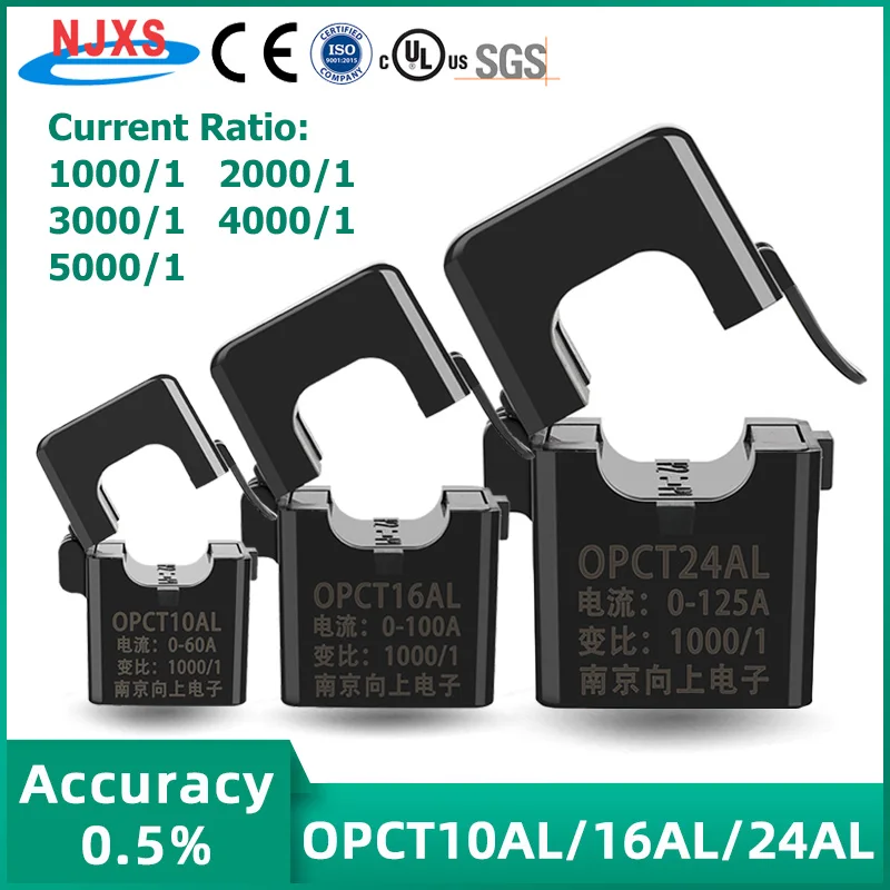 NJXSE Split Core Current Transformer OPCT10AL 1000/1 2000/1 3000/1 OPCT16AL 4000/1 5000/1 Clamp CT 5A 10A 20A 30A 50A 100A 150A