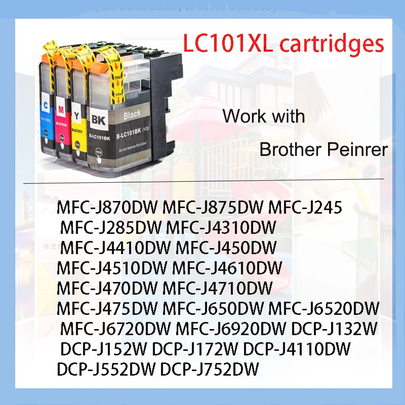LC103 LC101 LC 103 LC-103 cartucho de tinta de inyección de tinta Compatible para Brother MFC-J650DW J870DW J875DW J6720DW J6920DW J285DW J470DW