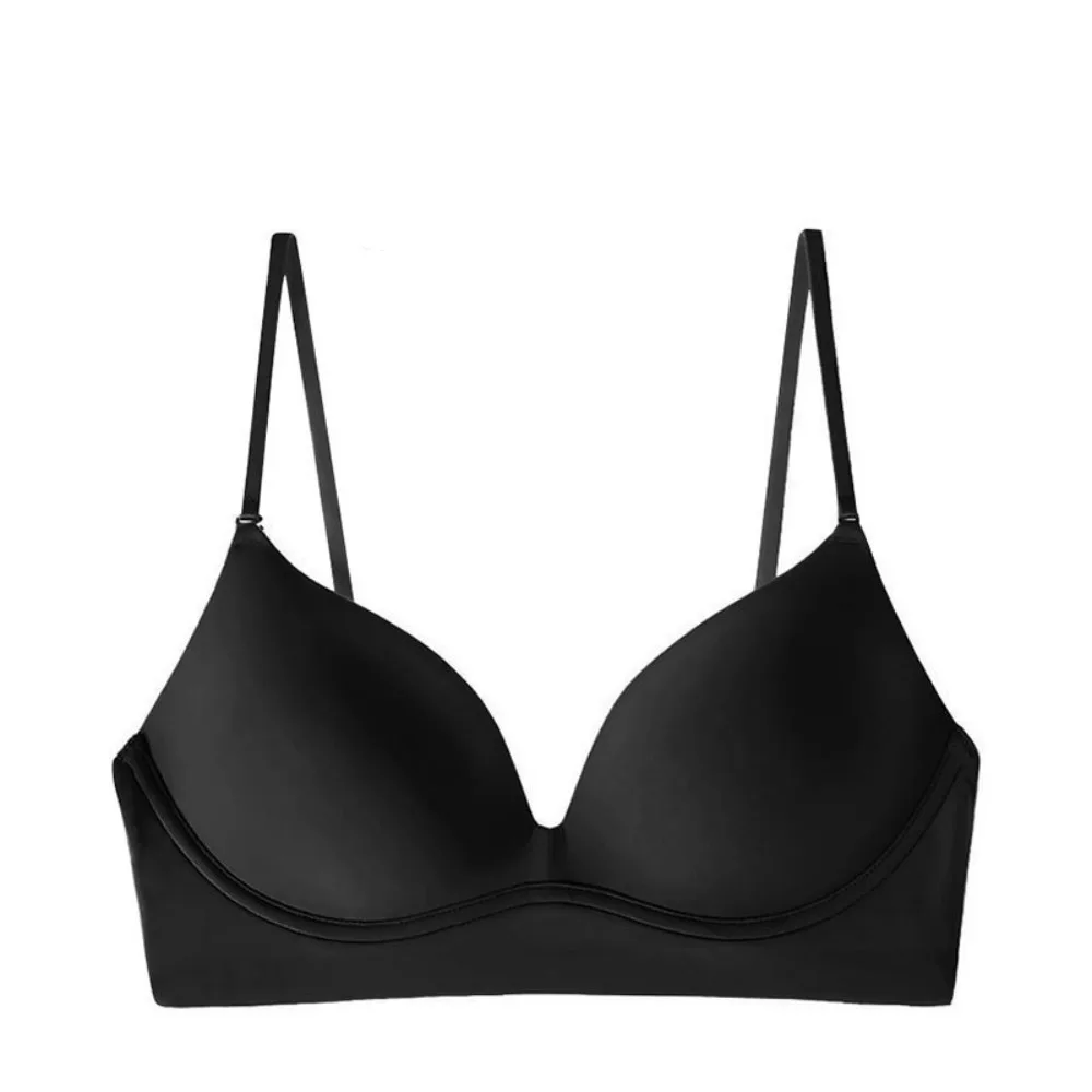 

Soft Solid Color Wireless Deep V Bra Traceless Shockproof Brassiere for Women Anti-sagging Adjustable Push Up Underwear Girls
