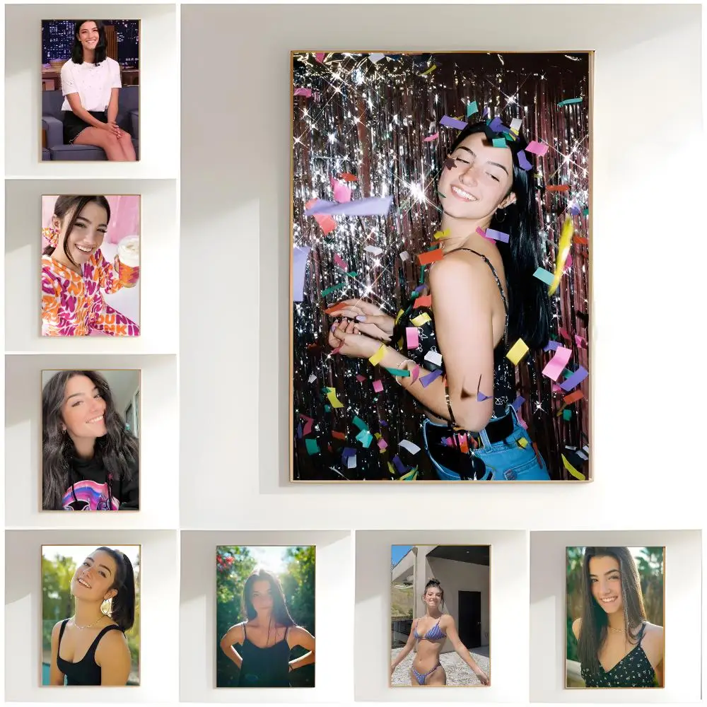 social influencer c-charli damelio Poster Classic Wall Art  Home Decor  Peel and Stick Unframed