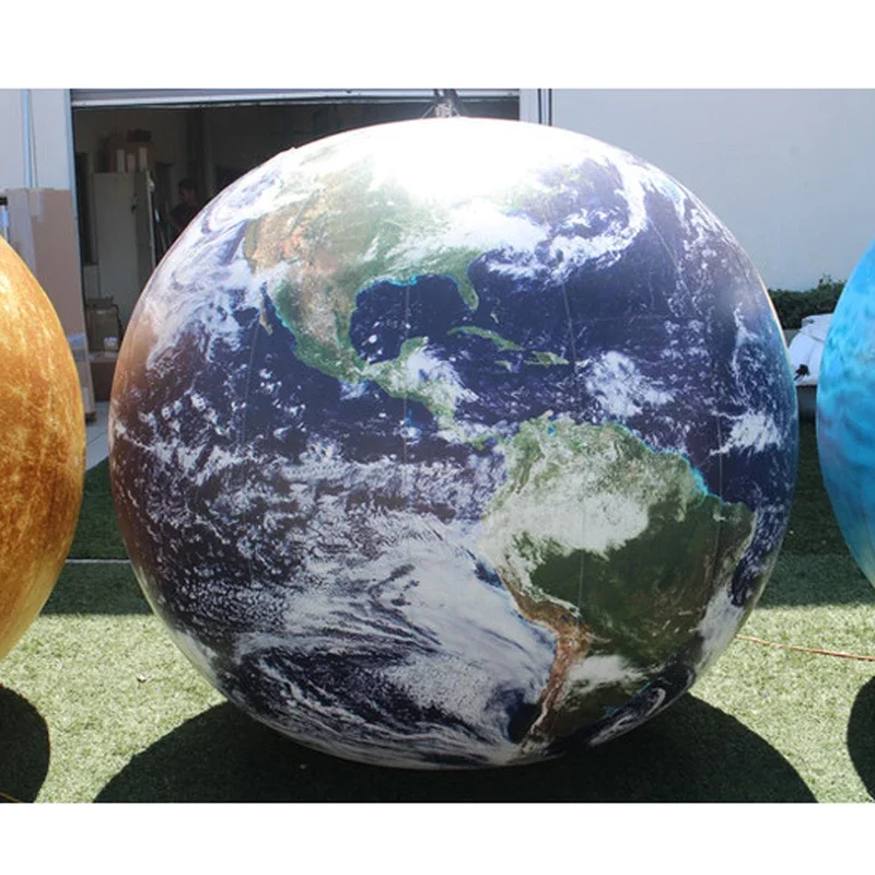 Aufblasbarer Erde-Oxford-PVC-Riesenkugelballon mit LED-Beleuchtung, Planet Big World Earth Map Ball für Event-Dekoration