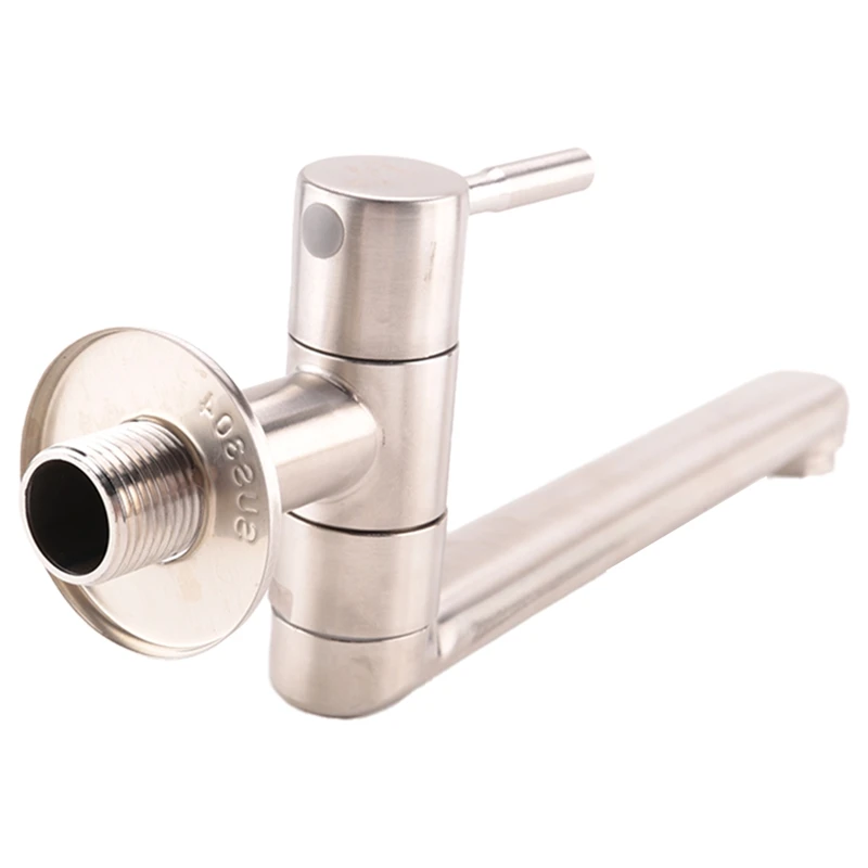 Kitchen Faucet 180 Degree Rotation Sink Mop Pool Tap Stainless Steel Lengthened Wall Mounted Single Cold Water Faucets