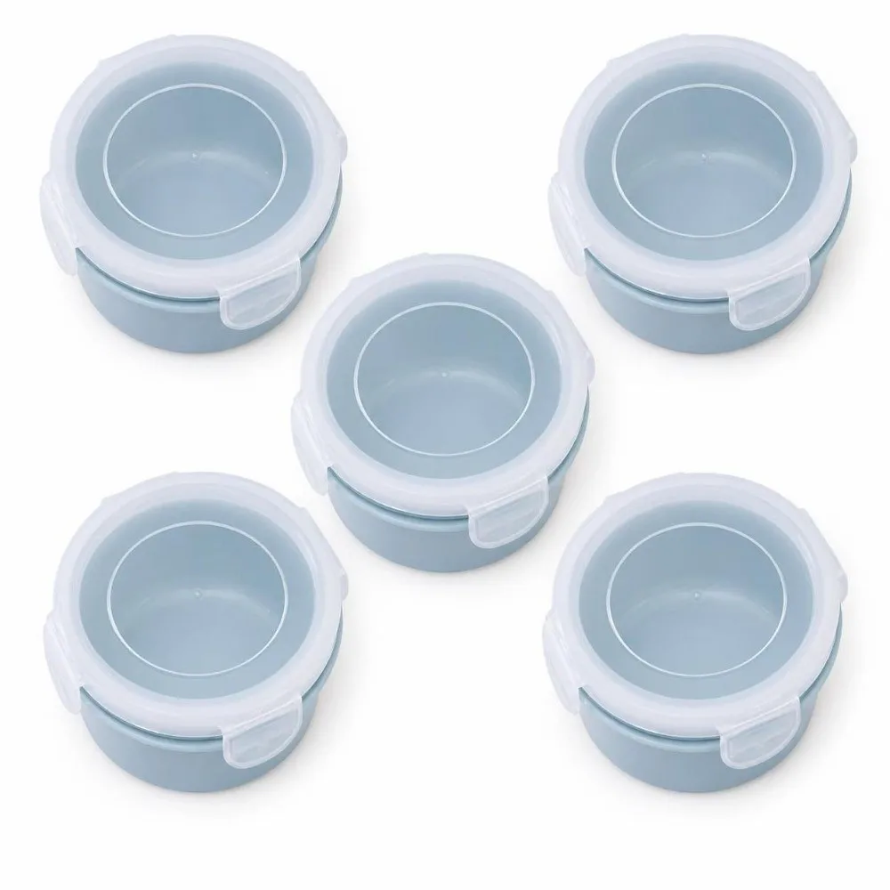 5PCS Fresh Plastic Food Storage Containers Round Shape Airtight Snap-Lock Lunch Boxes Refrigerator Food Boxes For Refrigerator