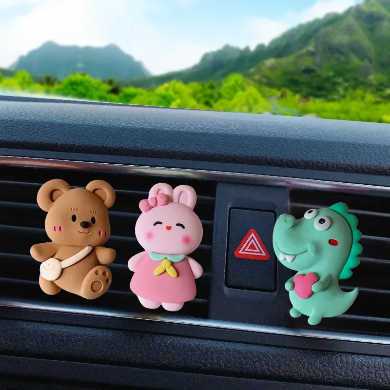 Urso dos desenhos animados ventilação de ar perfume clipe carro ar condicionado aromaterapia clipe criativo bonito acessórios do carro interior