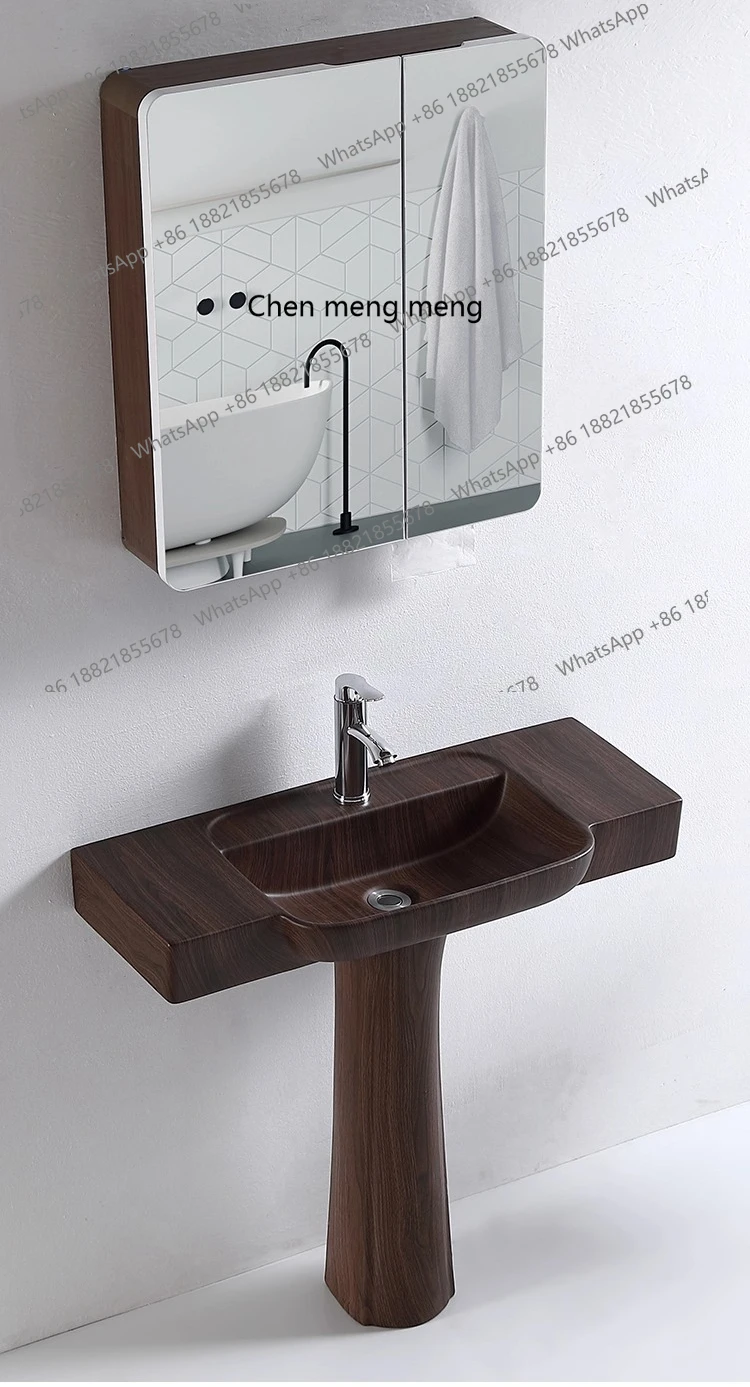 

Floor-to-ceiling column wash basin ceramic integrated extremely narrow retro, small apartment balcony, washbasin