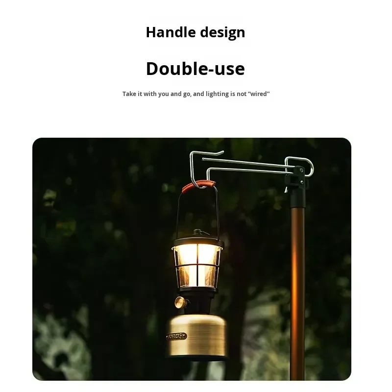 Retro LED Camping Lantern Rechargeable Outdoor Light New Design Portable Hanging Lamp for Hiking Tent Emergency Night