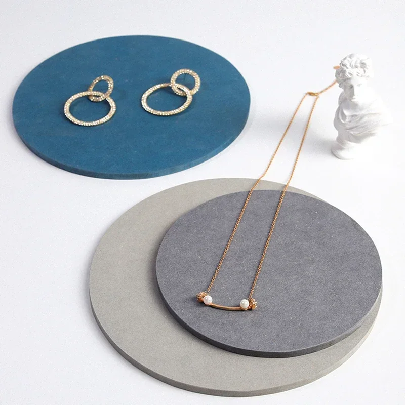 Multi-colored Wooden Round Necklace Earring Holder, Jewelry Display Stamp Pad, Cosmetics Storage Box Tray , Bracelet Plate