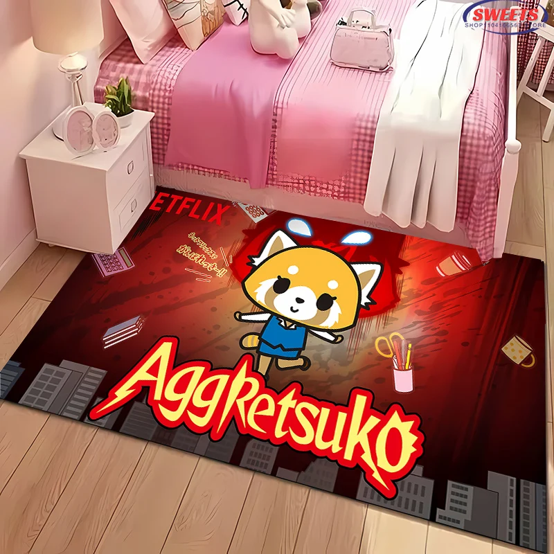 3D HD Printing Sanrio Aggressive Retsuko Cartoon Carpet for Living Room Bedroom Mat Sofa Doormat Floor Rug Anti-slip Decor Gifts