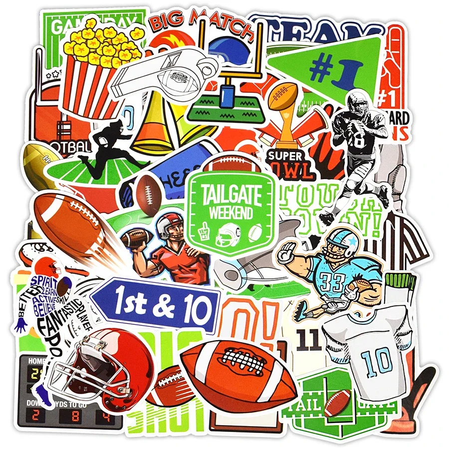 

50Pcs Sports Stickers Sports Football Vinyl Stickers for Computer Laptop Basketball Baseball Volleyball Softball Soccer Stickers