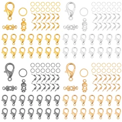 80Pc Lobster Clasp Jump Rings Connector Clasp Crimp End For Bracelet Necklace Chains DIY Jewelry Making Findings Set Accessories