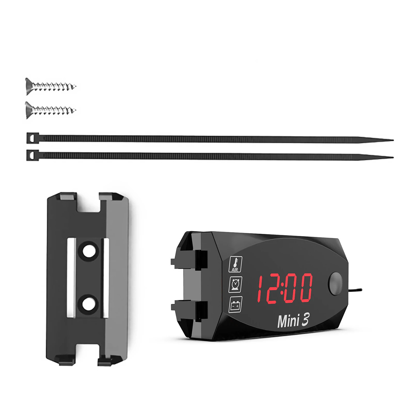 Voltmeter Motorcycle Electronic Clock Holders Thermometer DC 6V-30V IP67 Waterproof LED Watch Digital Display Clock Watch