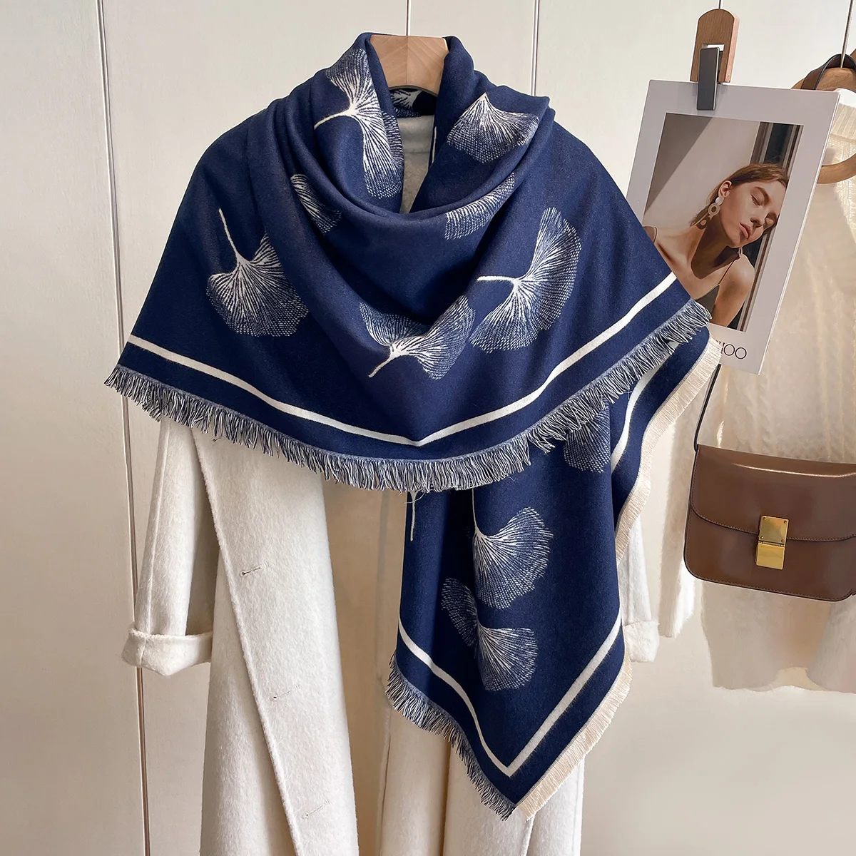 Neue Warme Winter Schal Kaschmir Frauen Pashmina Design Druck Schals Wrap Weibliche Dicke Decke Weiche Bufanda Stolen Mode Kopftuch – Detail 5