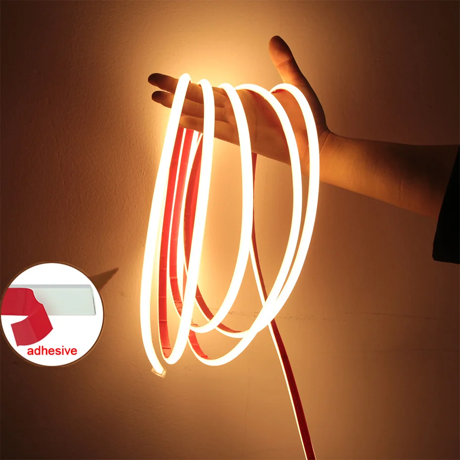 

220V Cob LED Strip Light Adhesive Super Bright waterproof With EU AU Power Supply 288 LEDs/m Warm/Neutral/White Outdoor Decor