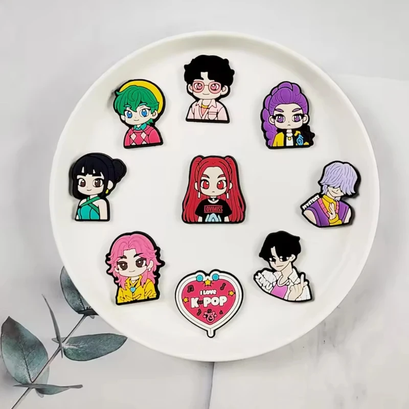 1-8 قطعة K-POP شيطان الصيادين الأحذية السحر اكسسوارات الكرتون أحذية رياضية مقاطع الأحذية DIY بها بنفسك زينة دبابيس هدايا للأطفال الطرف
