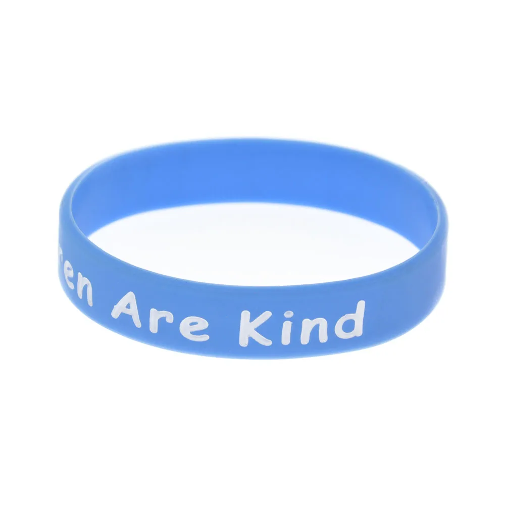 1 Stück blaues Silikonarmband „Kinder sind nett“ – Geschenk für Schüler, inspirierender Armreif – Detail 9