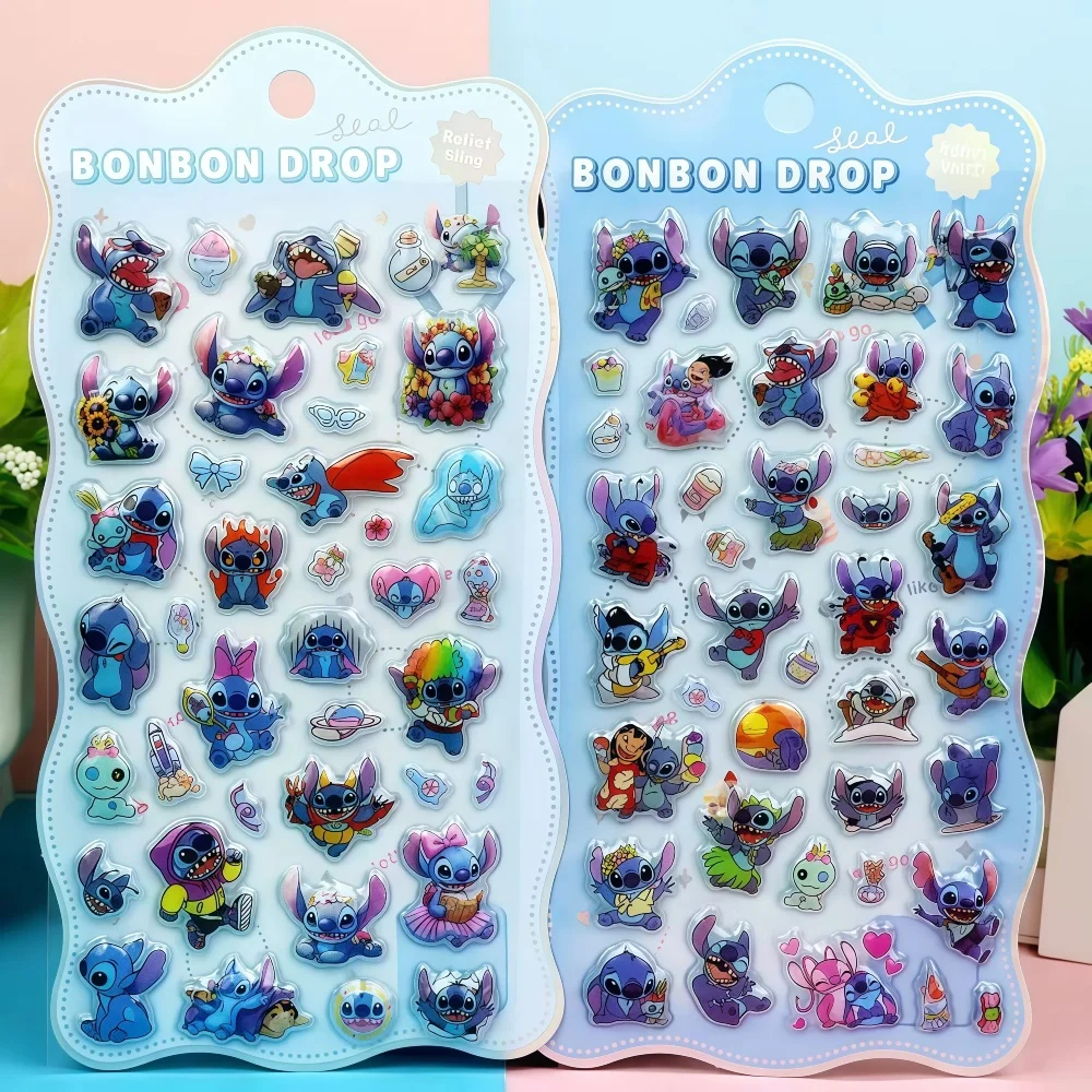 Stitch Leuke 3D Stickers-Paarse Hoogwaardige Drijvende Stickers, Ideaal voor Scrapbook/Journal/Telefoon Case Deco, Handgemaakte Notitie Decoratie