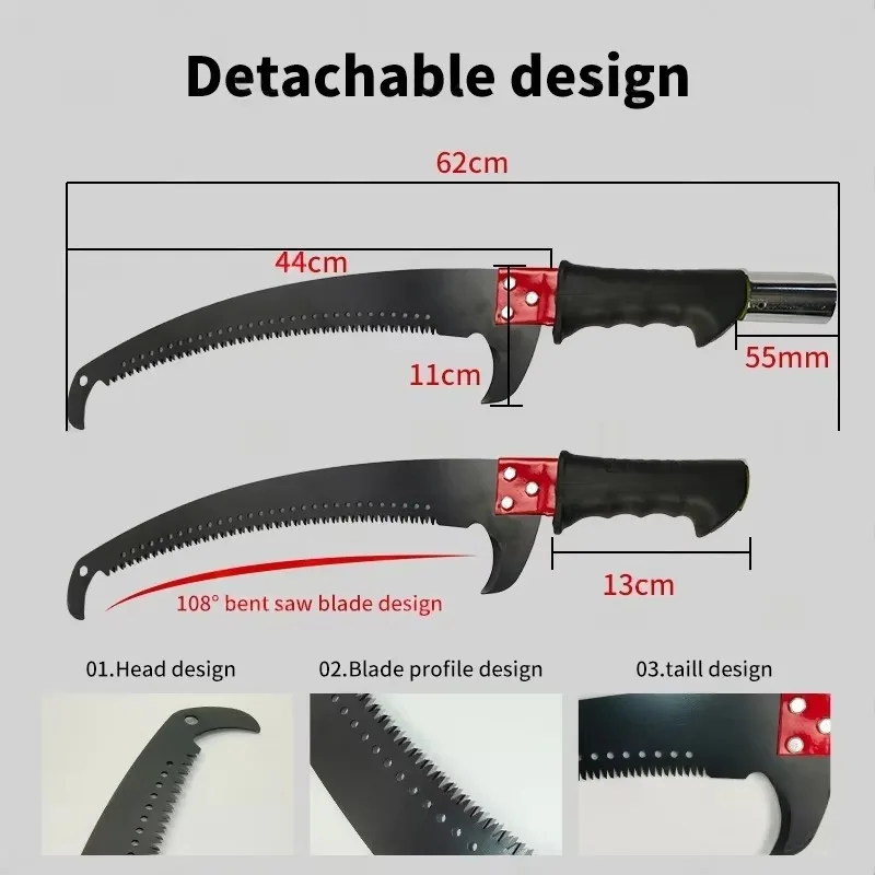 Curved High Branch Saw for Extension Rod, Garden High Altitude Tree Cutter