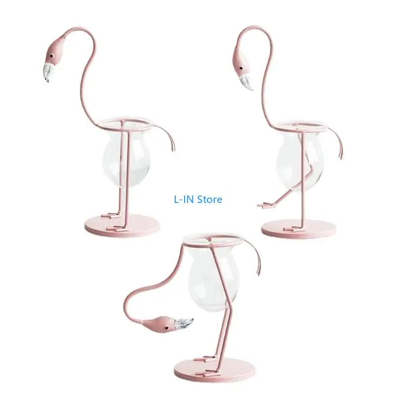 Flamingo شكل الزجاج الزجاجية النباتية أونساي إنساي إنساي زهرة زهرة الزفاف الزفاف hristmas المنزل deessor