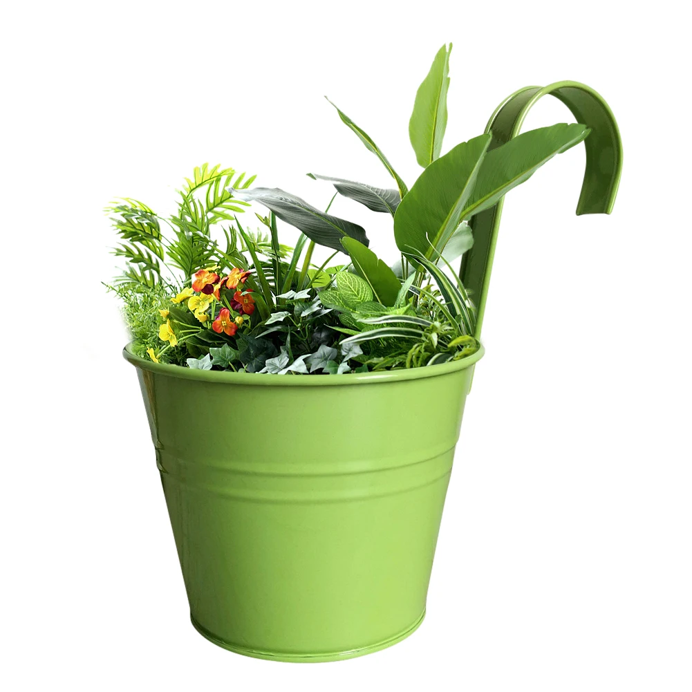 

6/10 шт. подвесные цветочные горшки, железное ведро для цветов, съемный крючок, подвесное ведро для балкона с дренажным отверстием для балконного забора