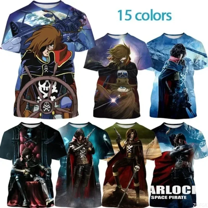 

Summer's new fashion casual short-sleeved anime Space Captain Harlock 3D printed round-neck short-sleeved T-shirt