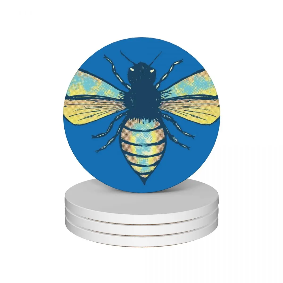 

Blue Bee Ceramic Coasters (Set of 4) set for drinks for coffee mugs mug mat Coasters