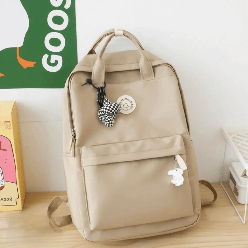 Lightweight Waterproof Women Backpack Large Capacity Nylon School Bag Solid Color Ergonomic Laptop Book Bag Leisure