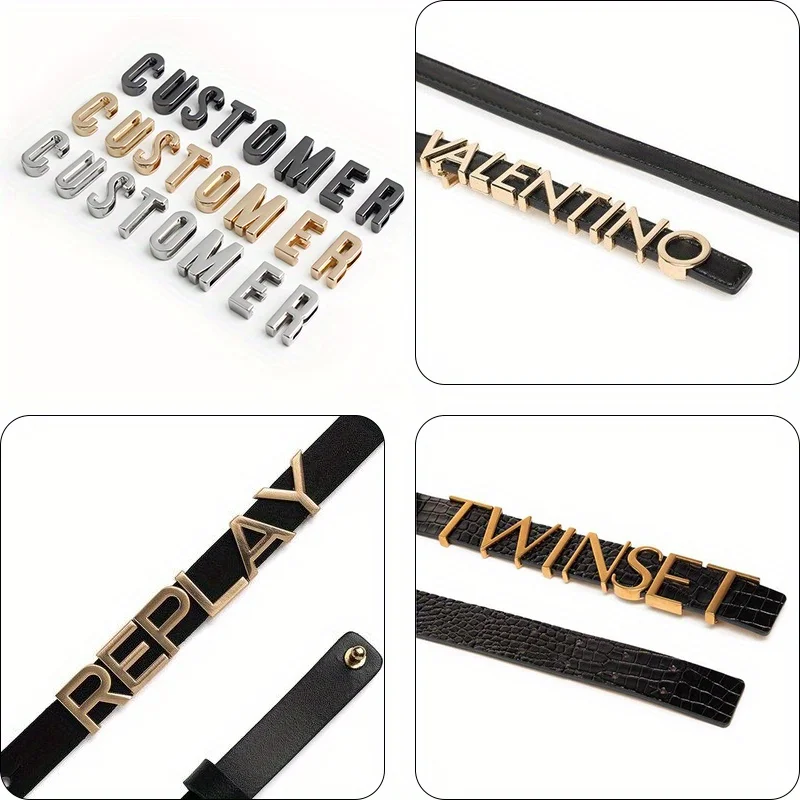 1Set/2PCS Metal A-Z Letter Belt Bracelet Accessories Dog Collar Strap Letter Buckle Slide Rail DIY Hardware Making Supplies