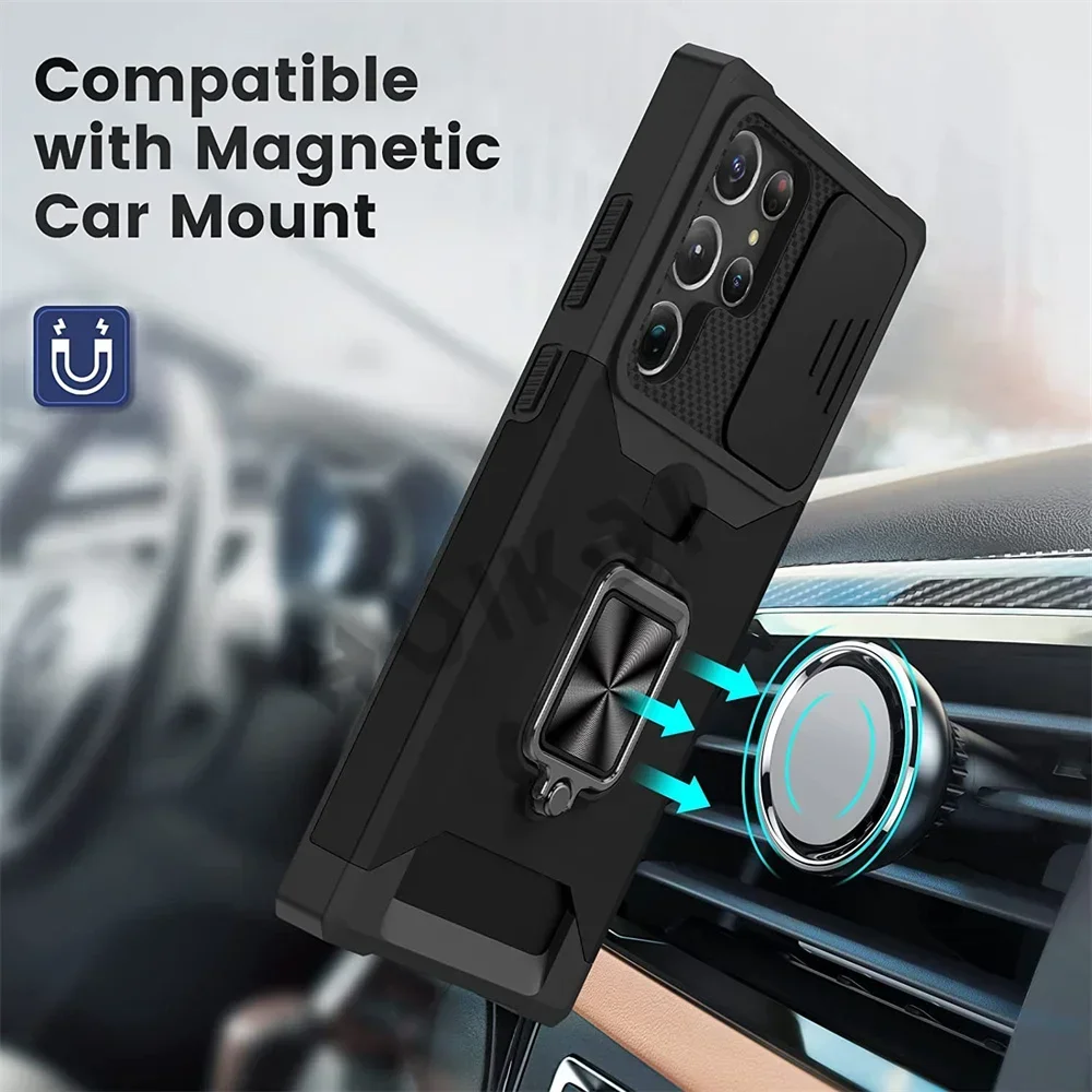 حافظة لهاتف سامسونج جالاكسي S24 S23 S22 S21 FE نوت 20 Ultra A72 حامل بطاقة فتحة المحفظة العسكرية الشريحة كاميرا الصف حافظة واقية #2