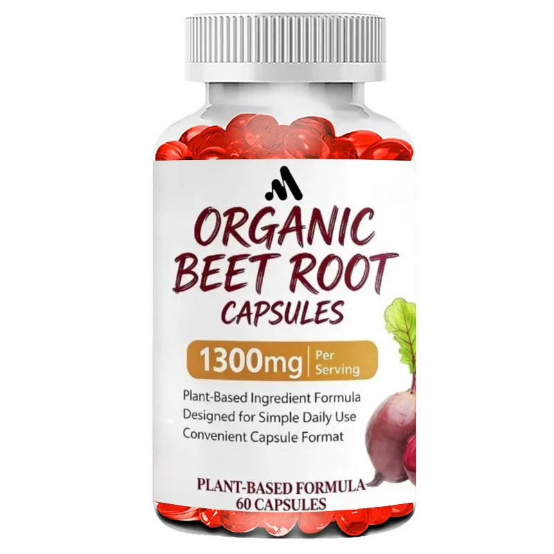 

Organic Beetroot Capsules -1300 Milligrams of Beetroot Per Serving, Providing Energy, Antioxidant, and Health Support