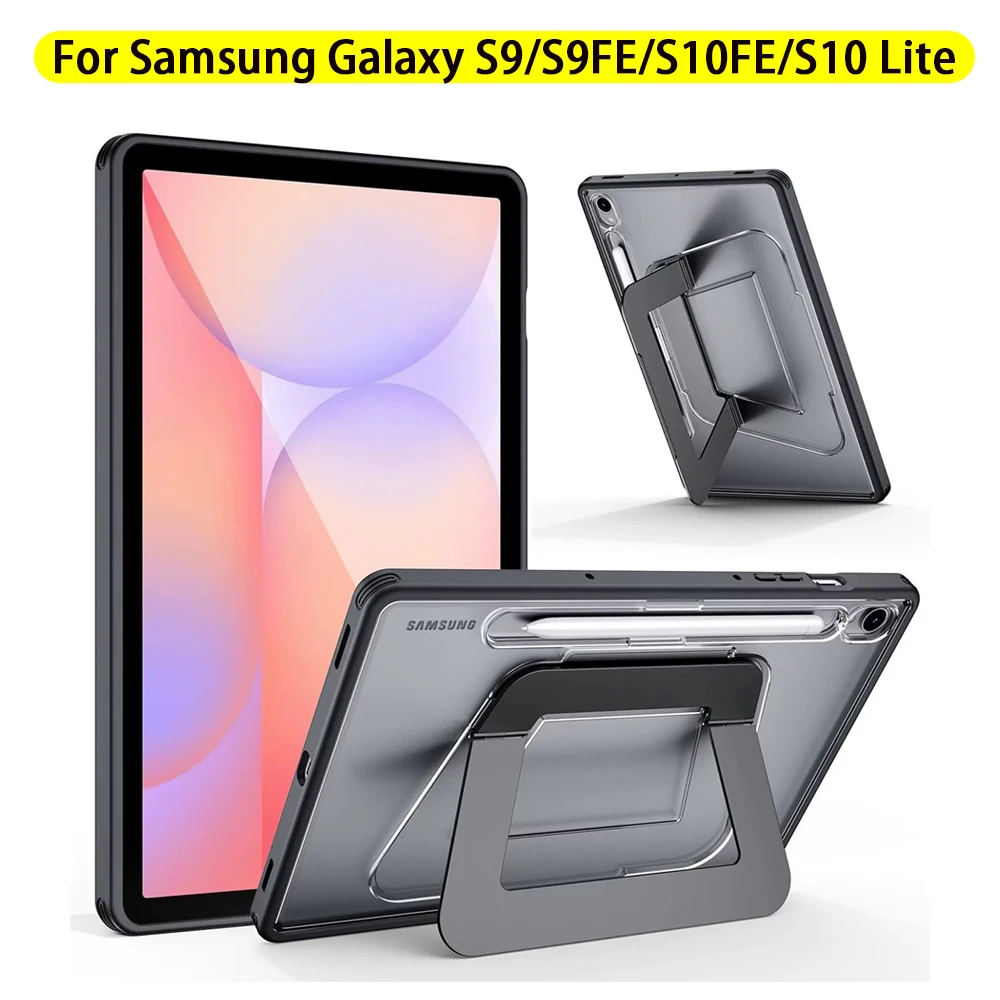 Case For Samsung Galaxy Tab S10 S9 FE,Ultra Thin Freely Adjustable Angle Stand Cover For S10 Lite With Pencil Holder For S9 FE
