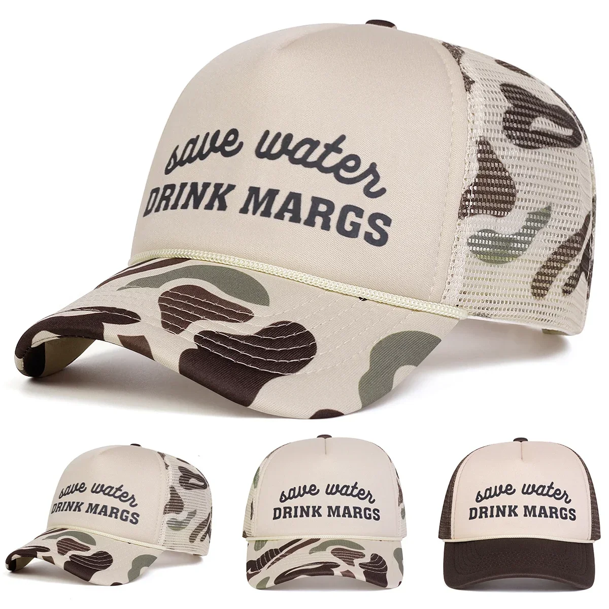 Unisex DRINK MARGS Letter Printed Baseball Net Caps Spring and Summer Outdoor Adjustable Casual Hats Sunscreen Hat Sports Cap