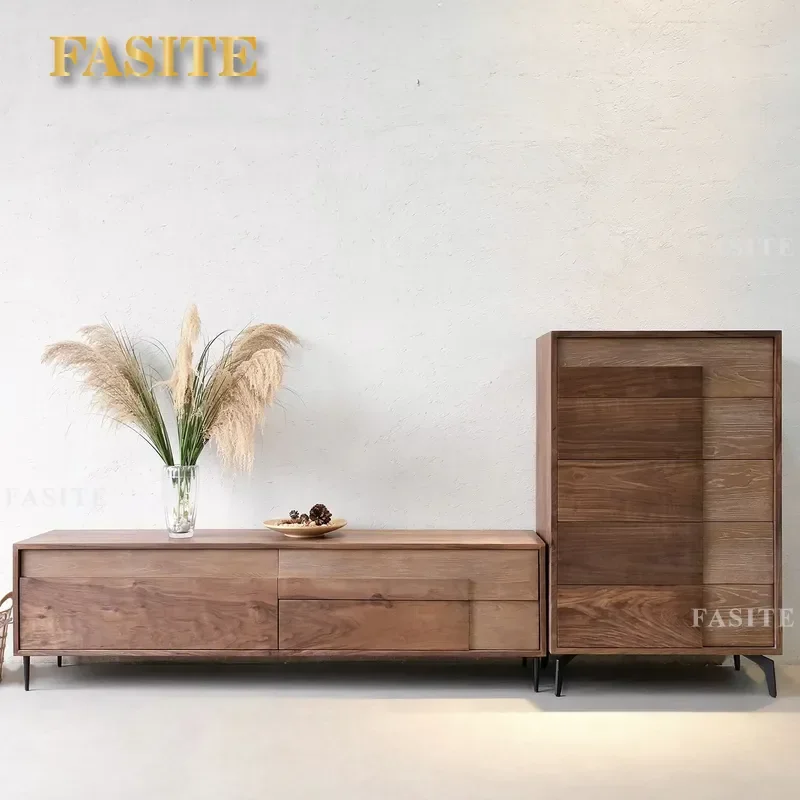 Solid Black Walnut TV Stand with Drawer Weathered Wood Floating Media Console Natural Log Wall Mounted Cabinet for Living