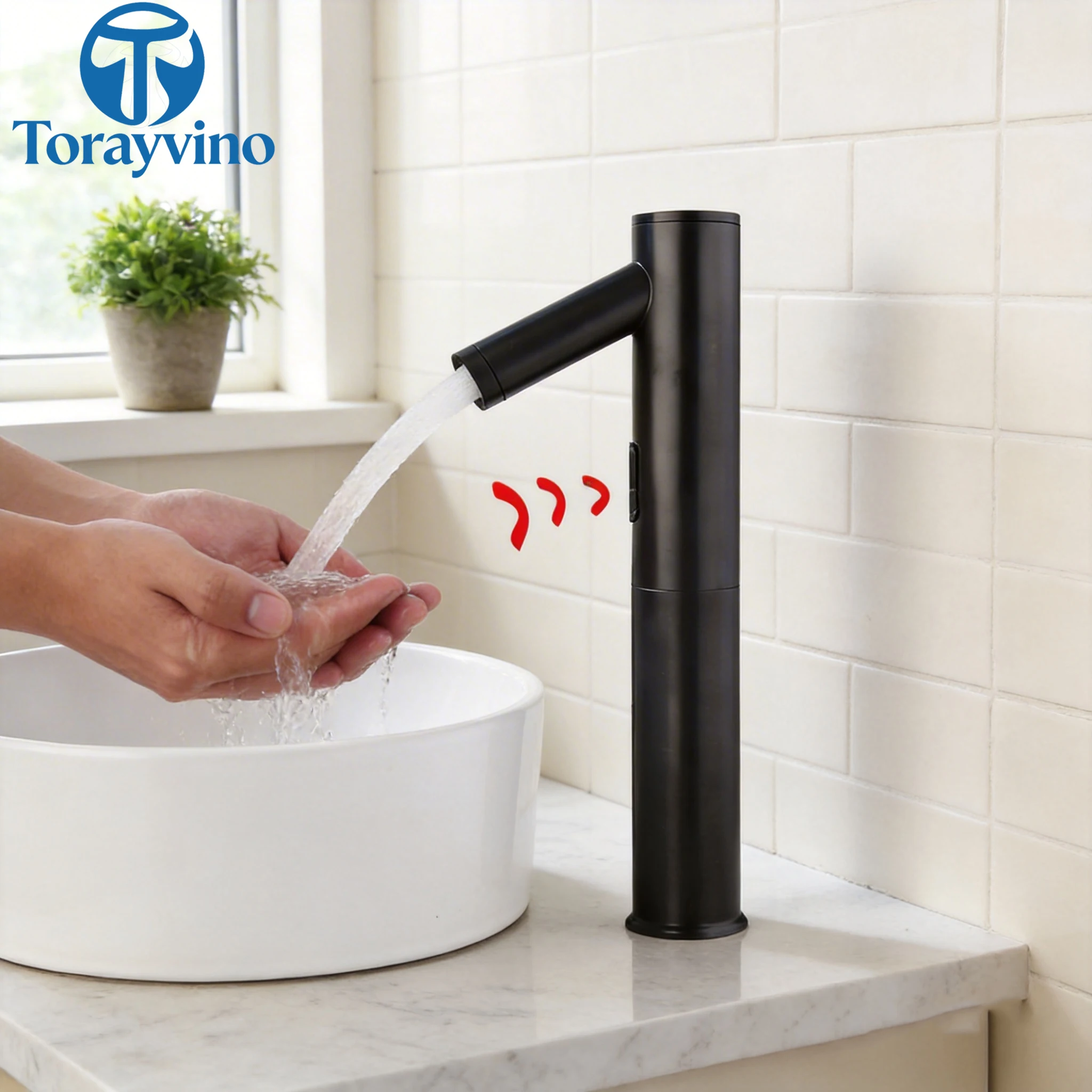 Torayvino Bathroom Basin Faucet  Automatic Sensor Faucets Smart Hot Cold Water Mixer Inductive Sensor Faucets and Vessel Sinks
