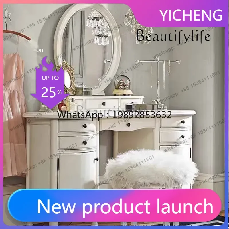 

LYY Modern Mirror Dresser Eithe Makeup Luxury Women Wooden Dressing Table Storage White Large Coiffeuse Nordic Home Furniture