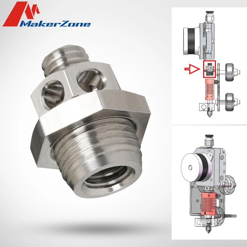 Stainless Steel CNC 10M6A Connection Adapter For OMG V2S Extruders