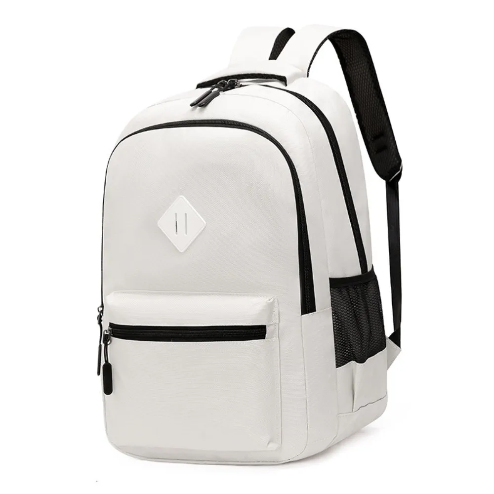 Solid Color Casual Backpack Large Capacity Lightweight School Backpack Multi-Compartment Water-Resistant Daily Backpack