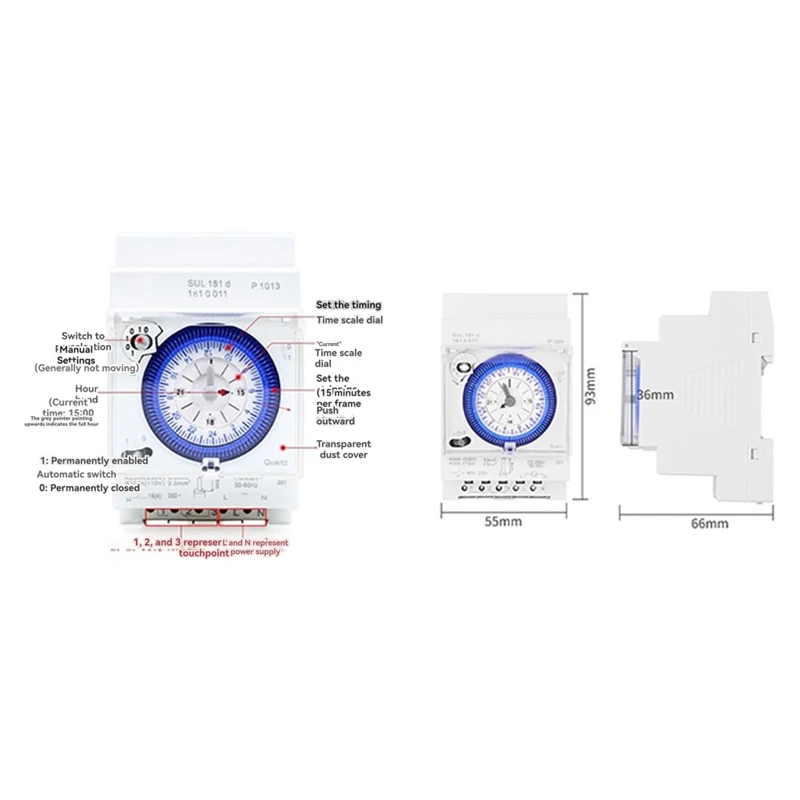 SUL181d DIN السكك الحديدية الموقت التبديل 24 ساعة للبرمجة الصعود توقيت تحكم ل ضوء الشارع الطريق السريع الأجهزة المنزلية-A50M #1